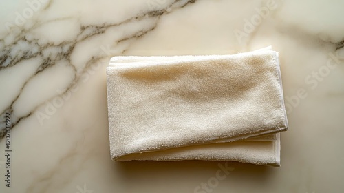 Soft towels stacked neatly on a table with sunlight filtering through a window