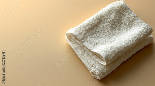 Soft towels stacked neatly on a table with sunlight filtering through a window