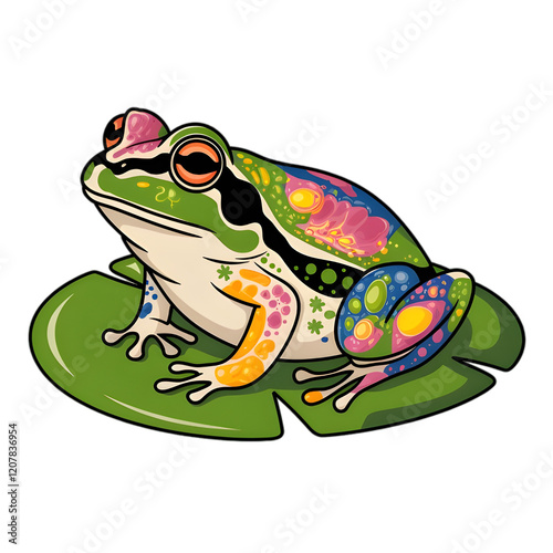 frog on a leaf, frog sitting on a leaf