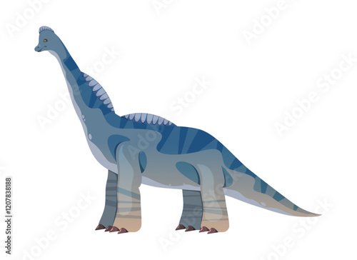 Sauropod dinosaur with claws and long neck. Vector isolated Sauroposeidon species of dino, extinct animal from prehistoric era. Lizard type of ancient creatures, herbivore cartoon personage