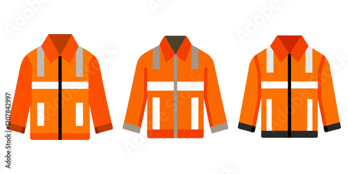 Illustration of Orange high visibility outdoor workwear jacket on white