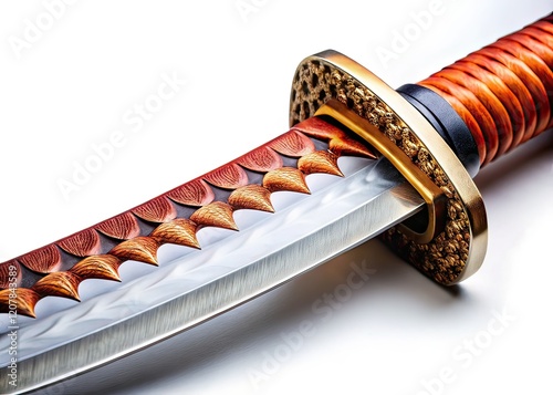 Japanese Sword Blade, Hamon, Aerial Photography, Soft Focus photo