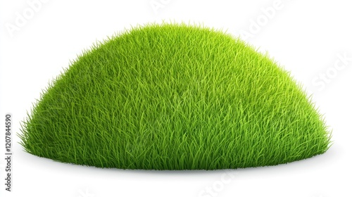 Lush green grass hill, isolated, white background, nature design element (2)