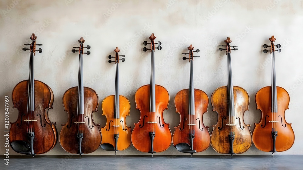 Fototapeta premium A guide comparing different string instruments, with detailed images and sound descriptions.