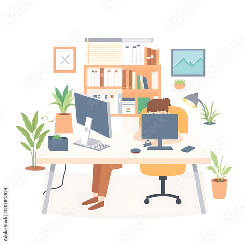 flat vector work from home workplace concept and business smart working online connect anywhere concept