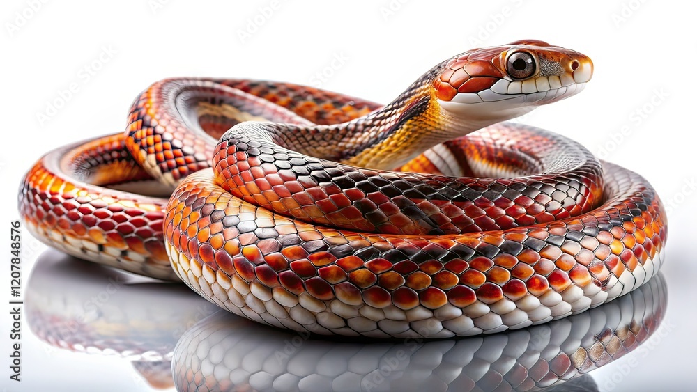 Fototapeta premium King Rat Snake Low Light, Isolated White Background, Photorealistic