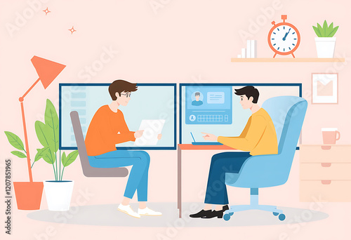 Illustration of Business Processes, as Banner format
