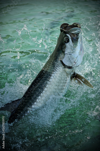 Tarpon  swimming in ocean