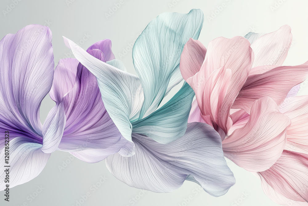 Fototapeta premium Flowing abstract floral design in soft pastel tones creating a serene atmosphere and a sense of movement