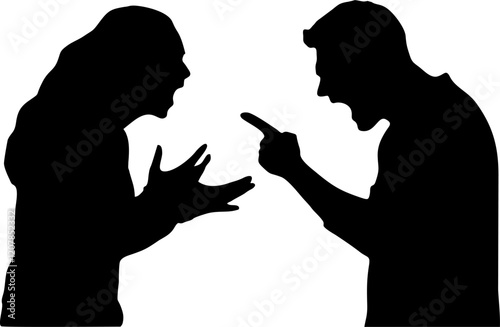 silhouette of couple arguing