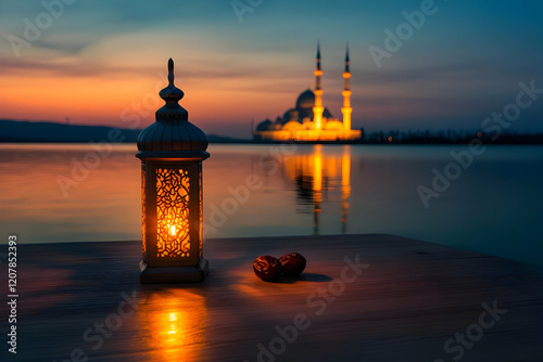 Sunset Mosque Lantern Illustration