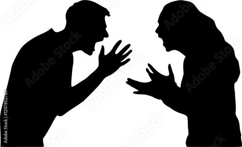 expression arguing couple silhouette vector