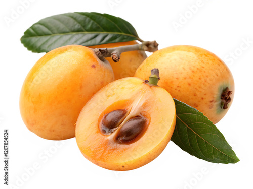 A ripe loquat fruit isolated on a transparent background