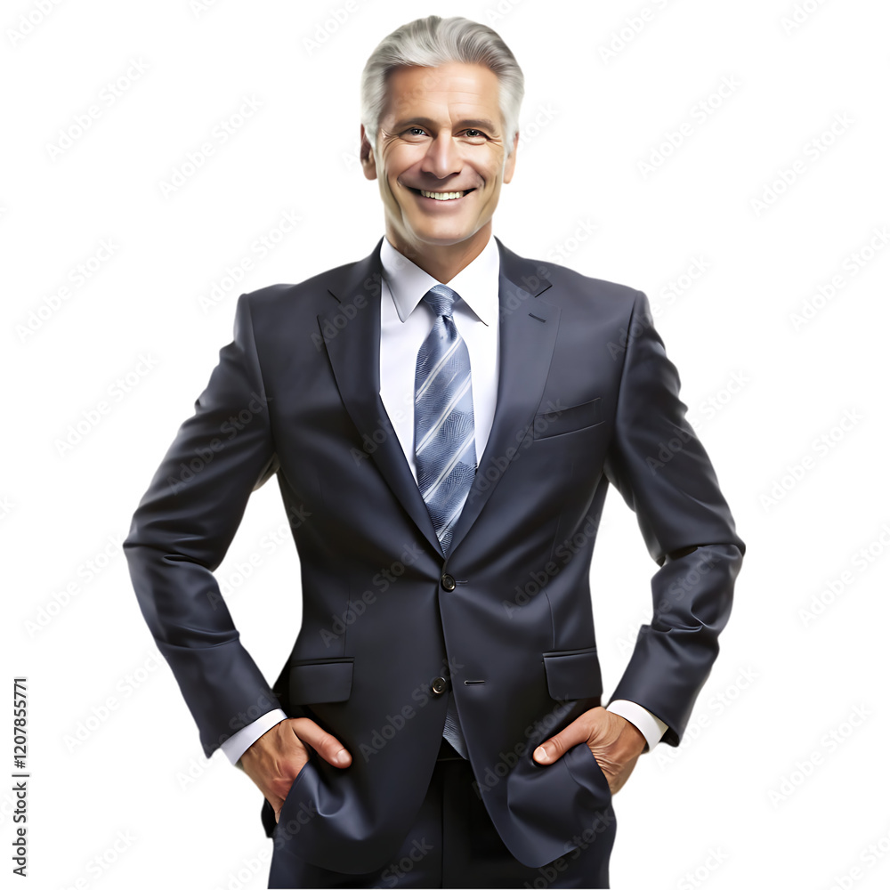 Confident Mature Businessman Portrait Professional Attire tie suit grey hair style black  