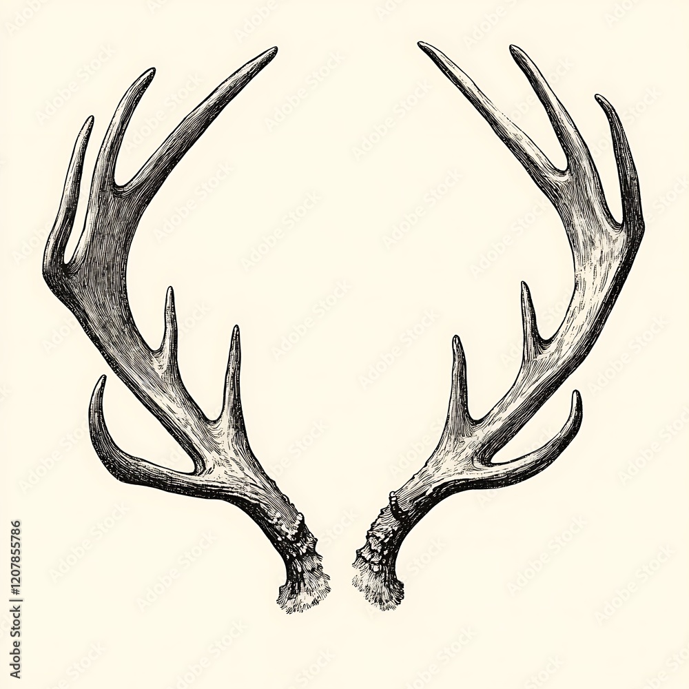 Fototapeta premium Symmetrical deer antlers illustration.