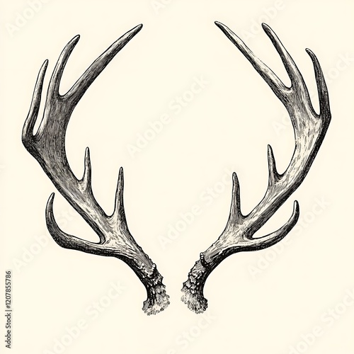 Symmetrical deer antlers illustration.
