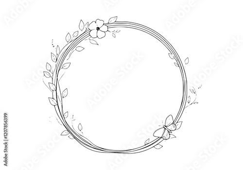 Flower frame graphic resources with beautiful floral design for decoration and mockup