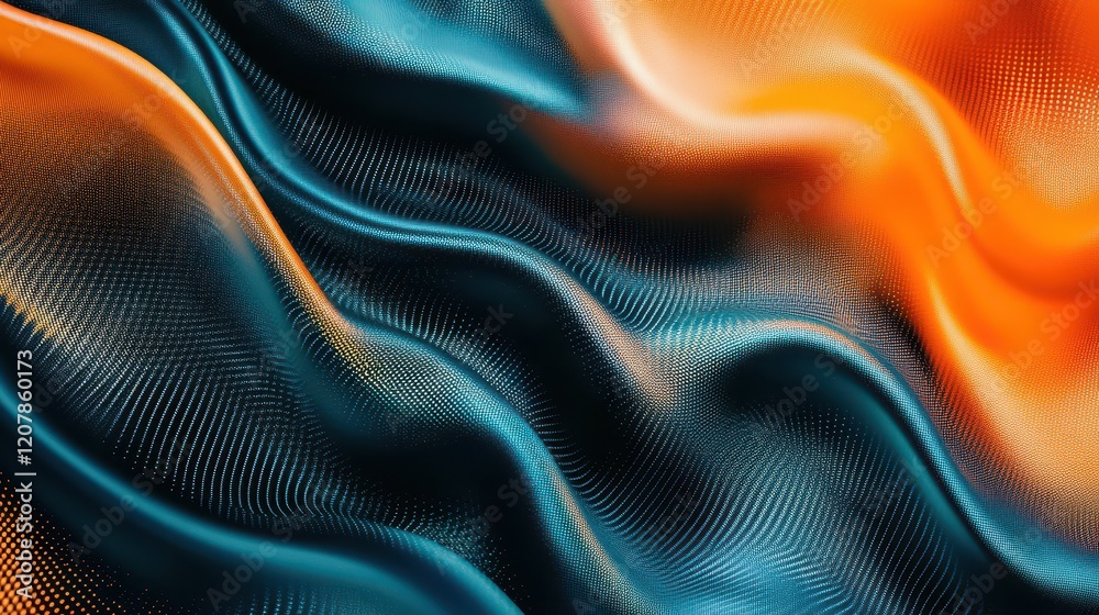 Naklejka premium An abstract banner design featuring a grainy gradient wave background in teal, orange, and dark tones.