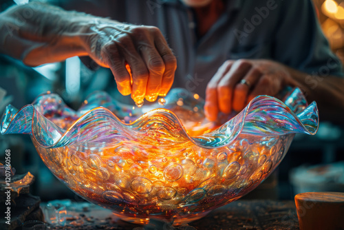 Delicate Glass Sculpture in Vibrant Colors and Shapes photo