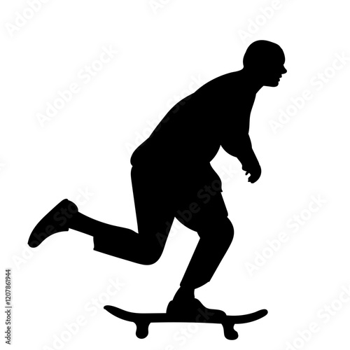 man riding skateboard black silhouette vector