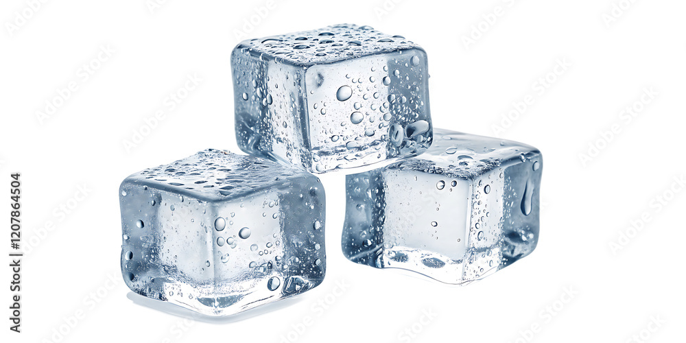 Obraz premium Crystal Clear Ice Cubes isolated on white background as transparent. PNG.AI GENERATED