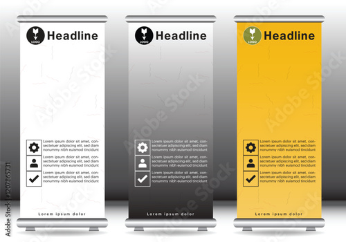 Roll up design banner display mockup template

