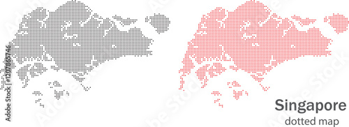 Singapore dotted map in dot style red and black Abstract vector illustration of Singapore with halftone effect for infographic. 