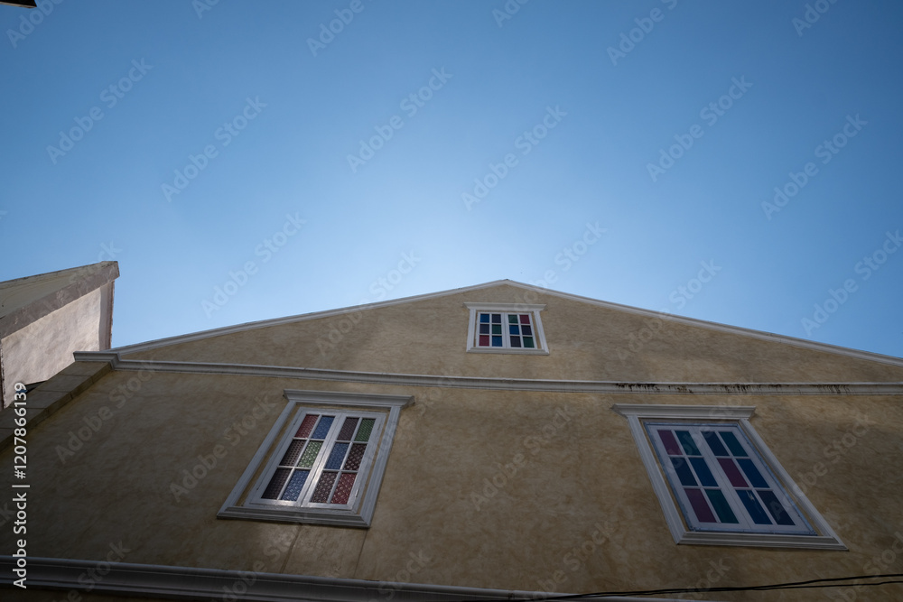 roof of a house with blue sky