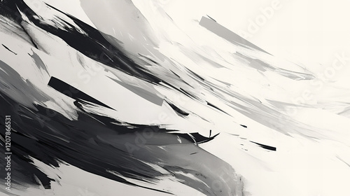 抽象的な墨絵風モノクロアート背景