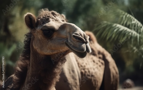 Close-up Portrait of a Camel with Blurry Background photo