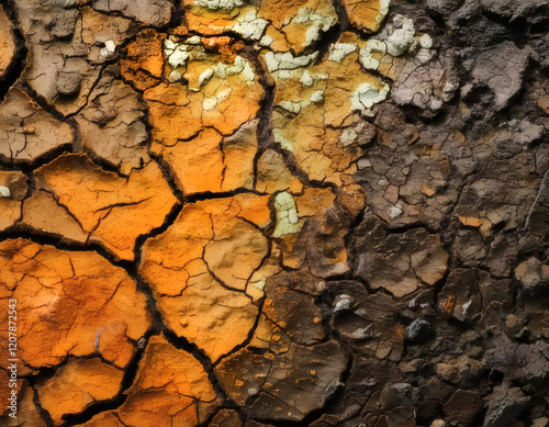 Close-Up of Cracked and Dried Earth Displaying Natural Textural Patterns