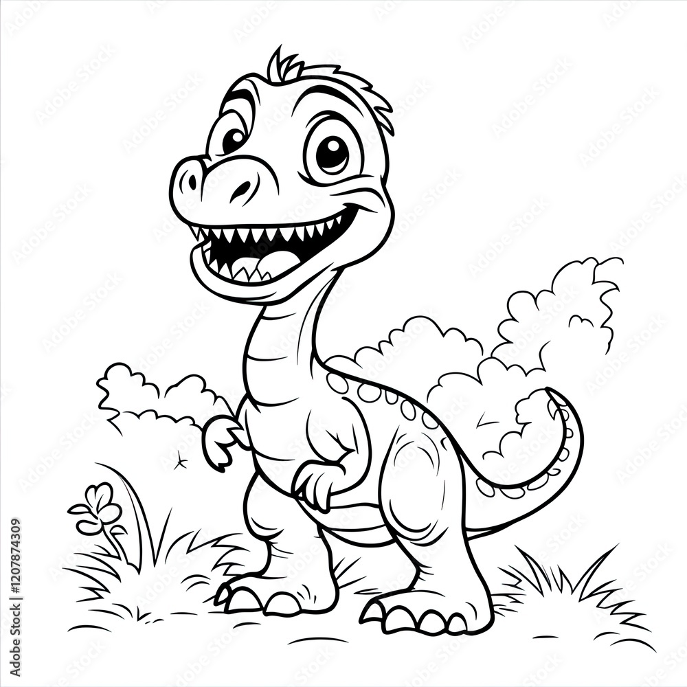 Fototapeta premium Dinosaur Coloring Page Simple Illustrations for Kids