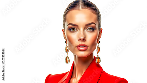High-Resolution Close-Up of a Beautiful Fashion Icon isolated on white background