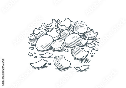 Egg Shell  Waste Hand Drawn Sketch Illustration Vector Isolated