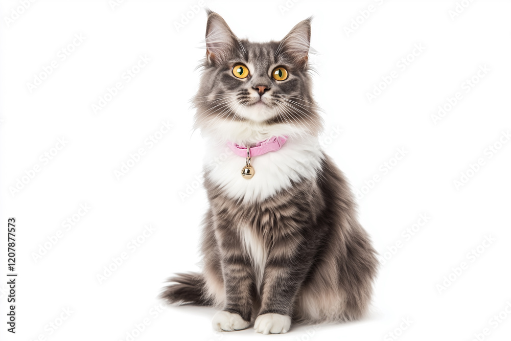 Portrait of a Maine Coon cat on white wall Portrait of a Maine Coon cat on white wall