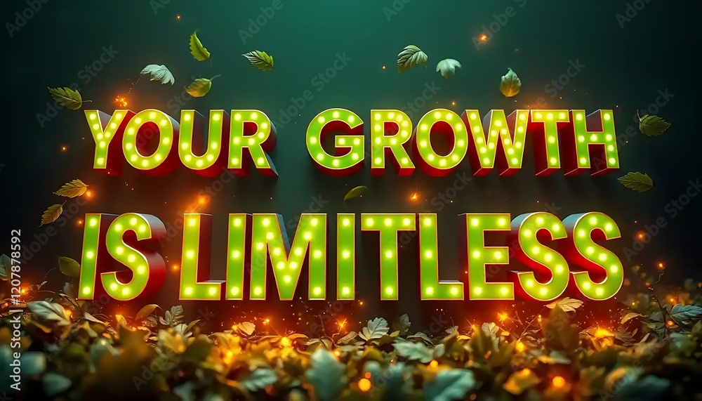 Your Growth Is Limitless Illuminated Sign Amidst Autumn Leaves Your Growth Is Limitless Illuminated Sign Amidst Autumn Leaves