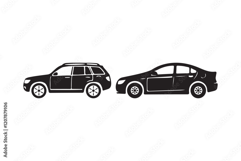 Minimalist Car Silhouette Icons Perfect for Transport and Graphic Design Themes Minimalist Car Silhouette Icons Perfect for Transport and Graphic Design Themes
