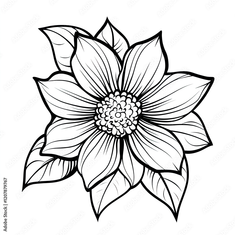 Obraz premium Simple Flower Coloring Pages Fun Illustrations for Kids and Adults
