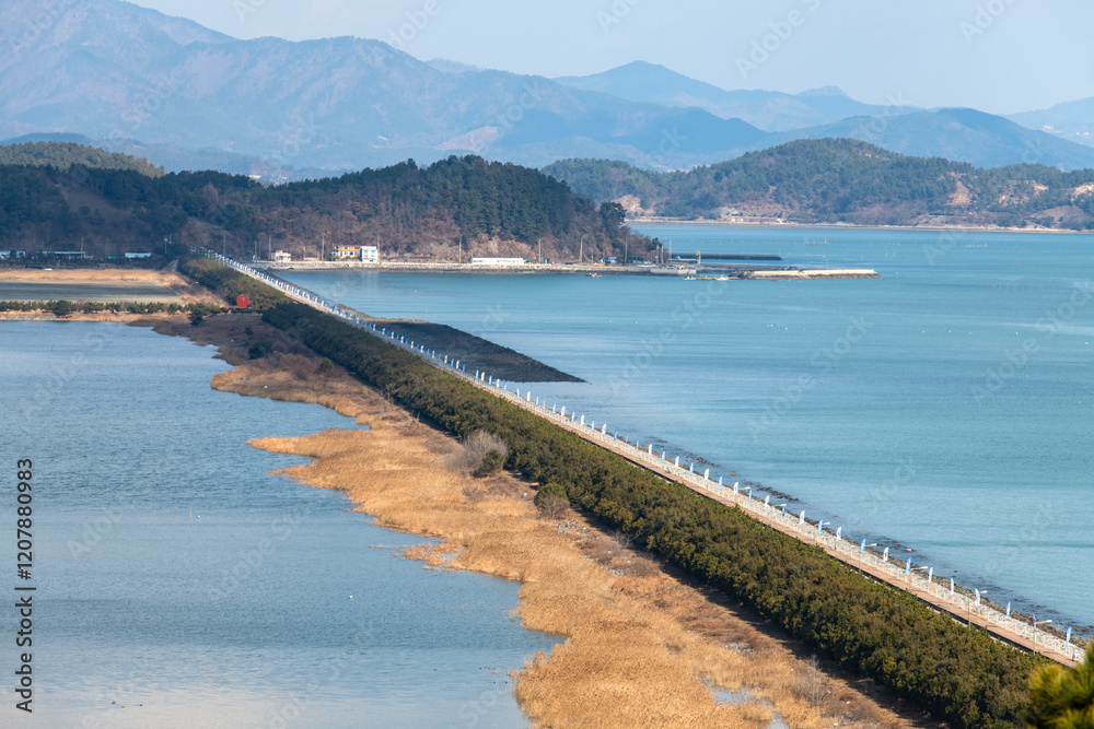 High-angle view of the embankment at the seaside