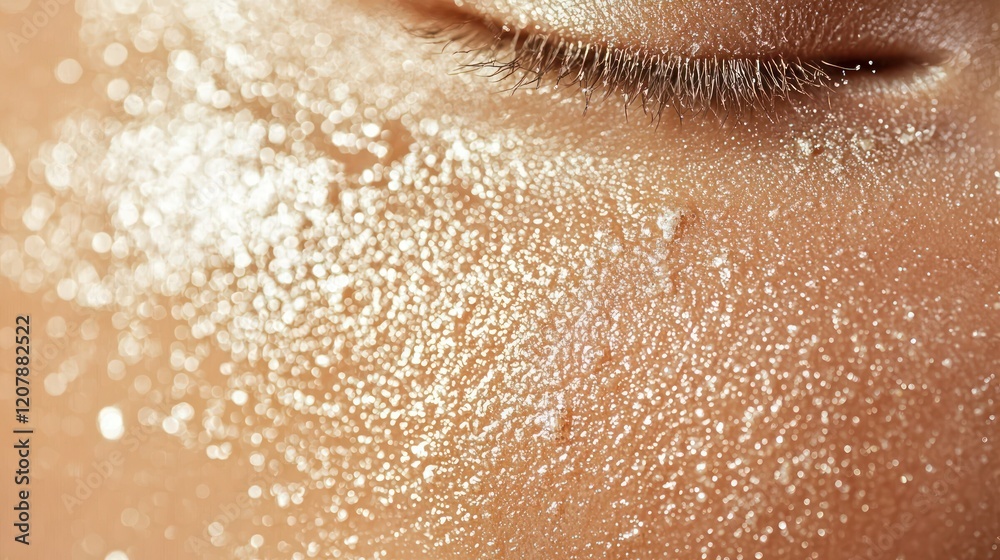 Fototapeta premium Female skin close-up showing gentle exfoliation on a fresh, smooth surface