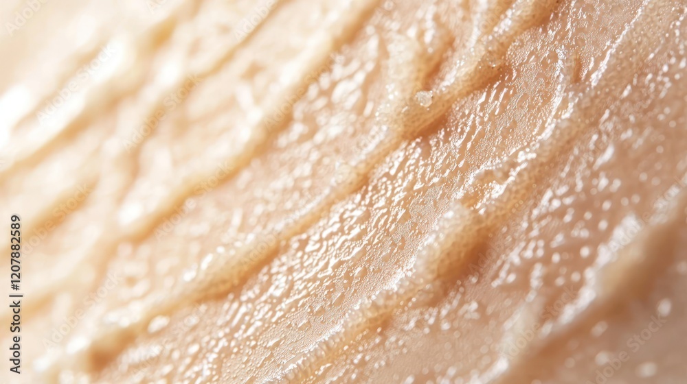 Female skin close-up showing gentle exfoliation on a fresh, smooth surface