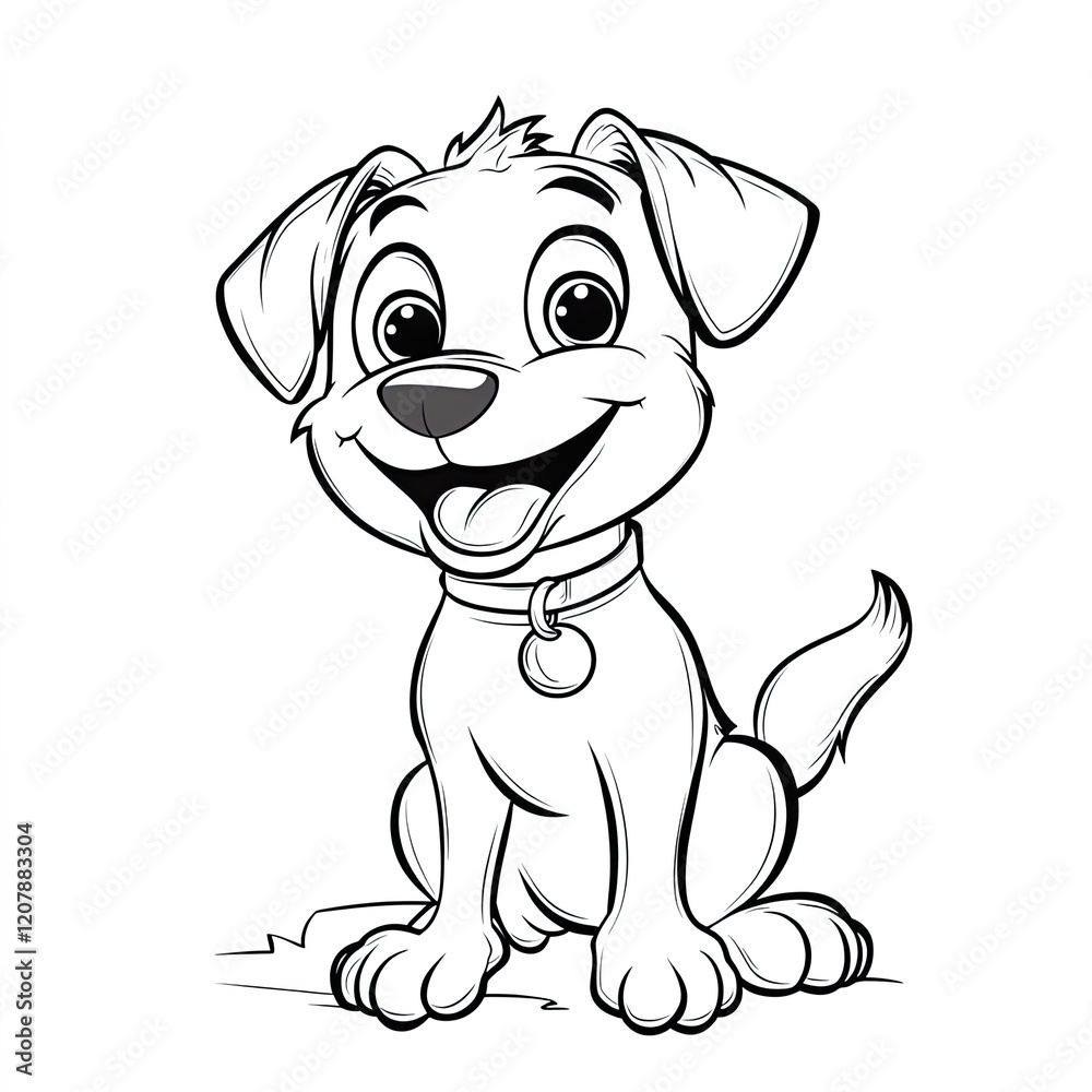 Fototapeta premium Adorable Puppy Coloring Page Simple Dog Illustration for Kids