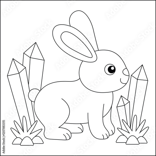 Rabbit line art coloring page for kids