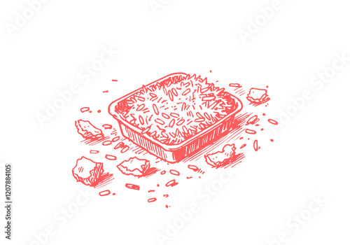 Foods Leftover Waste Hand Drawn Sketch Illustration Vector Isolated