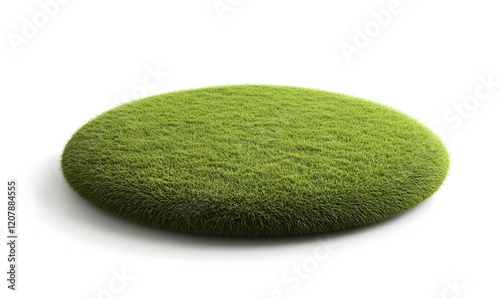 Lush green grass tuft, isolated, studio, white background, environmental design