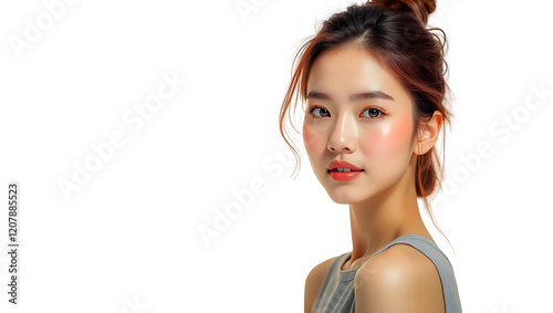 Professional Studio Portrait of a Chic Fashion Model isolated on white background