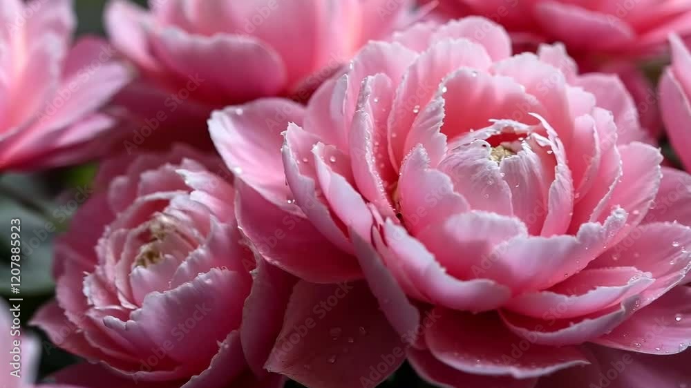 Macro View of a Stunning Pink Peonies Adorned with Dew Drops Macro View of a Stunning Pink Peonies Adorned with Dew Drops