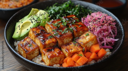 Vegan Tofu Bowl, Restaurant Table, Healthy Food