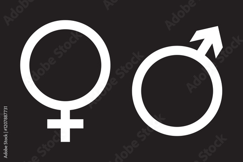 Gender icon vector design. Male and female sign of gender equality icon vector.  Male and female symbol.