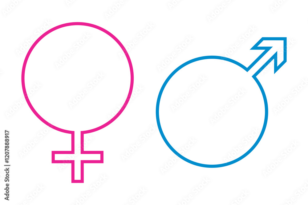 Male and female icon, symbols and logo design. Gender symbol. Male, female sign, gender equality icon vector illustration. Women and Men icon, Symbol.